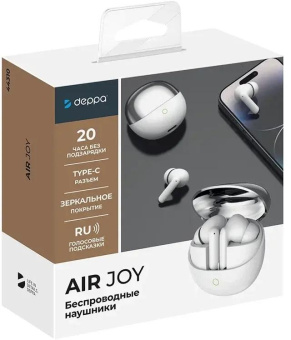 Гарнитура вкладыши Deppa Air Joy белый беспроводные bluetooth в ушной раковине (44310) от магазина РЭССИ