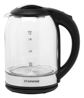 Чайник электрический Starwind SKG2051 1.8л. 1800Вт черный/серебристый (корпус: стекло) от магазина РЭССИ