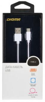 Кабель Digma TYPE-C-1.2M-WH USB (m)-USB Type-C (m) 1.2м белый от магазина РЭССИ