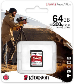 Флеш карта SDXC 64Gb Class10 Kingston SDR2/64GB Canvas React Plus w/o adapter от магазина РЭССИ