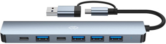 Разветвитель USB-C Digma DHUB-7USB-AC 7порт. черный от магазина РЭССИ
