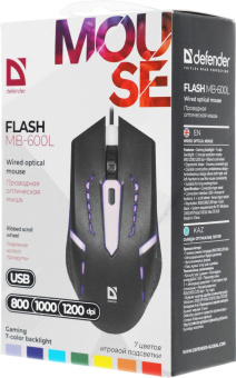 Мышь Defender Flash MB-600L черный оптическая 1200dpi USB 3but (52600) от магазина РЭССИ