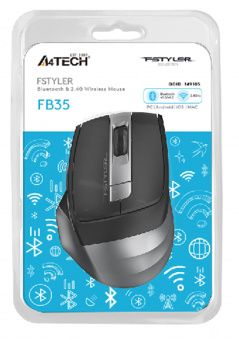 Мышь A4Tech Fstyler FB35 серый оптическая (2000dpi) беспроводная BT/Radio USB для ноутбука (6but) от магазина РЭССИ