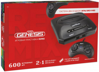 Игровая консоль Retro Genesis Remix черный в комплекте: 600 игр от магазина РЭССИ