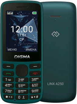 Мобильный телефон Digma A250 Linx 128Mb зеленый моноблок 3G 4G 2Sim 2.4" 240x320 GSM900/1800 GSM1900 microSD max32Gb от магазина РЭССИ