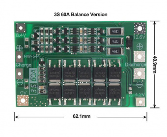 BMS 3S 60A Enhanced 12,6V контроллер заряда li-ion акк.(3S08) от магазина РЭССИ