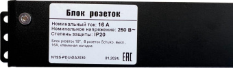 Блок распределения питания NTSS NTSS-PDU-DA2030 гор.размещ. 8xSchuko базовые 16A клеммная колодка от магазина РЭССИ
