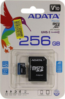 Флеш карта microSDXC A-Data 256GB AUSDX256GUICL10A1-RA1 Premier Pro + adapter от магазина РЭССИ