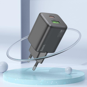 Сетевое зар./устр. Hoco N41 Almighty Black 20W 3A (PD+QC+AFC) USB-A/Type-C черный от магазина РЭССИ