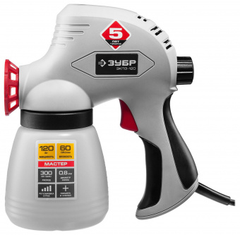 Краскопульт Зубр ЗКПЭ-120 120Вт бак:800мл 300мл/мин от магазина РЭССИ