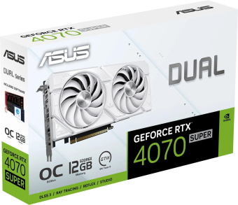 Видеокарта Asus PCI-E 4.0 DUAL-RTX4070S-O12G-EVO-WHITE NVIDIA GeForce RTX 4070 Super 12Gb 192bit GDDR6X 2520/21000 HDMIx1 DPx3 HDCP Ret от магазина РЭССИ