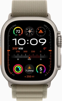 Смарт-часы Apple Watch Ultra 2 A2986 49мм OLED корп.титан Alpine loop рем.оливковый разм.брасл.:145-190мм (MREY3LW/A) от магазина РЭССИ