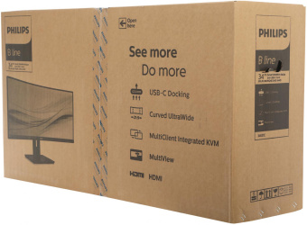 Монитор Philips 34" 346B1C(00/01) черный VA LED 21:9 (Ultrawide) HDMI M/M матовая HAS Piv 300cd 178гр/178гр 3440x1440 100Hz DP WQ USB 11.49кг от магазина РЭССИ