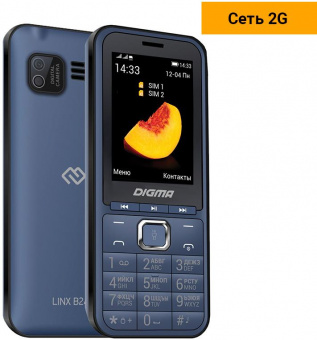 Мобильный телефон Digma LINX B241 32Mb темно-синий моноблок 2Sim 2.44" 240x320 0.08Mpix GSM900/1800 FM microSD max16Gb от магазина РЭССИ