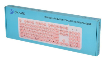 Клавиатура Оклик 400MR белый/розовый USB slim Multimedia от магазина РЭССИ