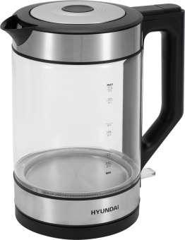Чайник электрический Hyundai HYK-G3509 1.7л. 2200Вт черный/прозрачный корпус: стекло/пластик от магазина РЭССИ