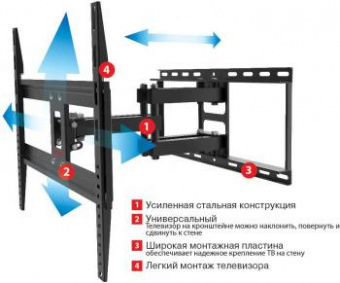 Кронштейн для телевизора Arm Media COBRA-50 черный 26"-55" макс.35кг настенный поворотно-выдвижной и наклонный от магазина РЭССИ