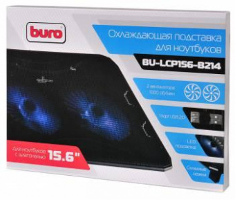 Подставка для ноутбука Buro BU-LCP156-B214 15.6"358x270x21мм 1xUSB 2x 140ммFAN 597г металлическая сетка/пластик черный от магазина РЭССИ