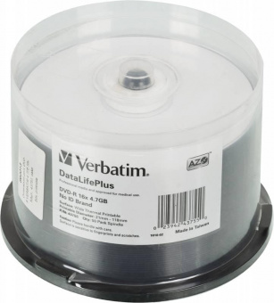 Диск DVD-R Verbatim 4.7Gb 16x Cake Box (50шт) Printable (43755) от магазина РЭССИ