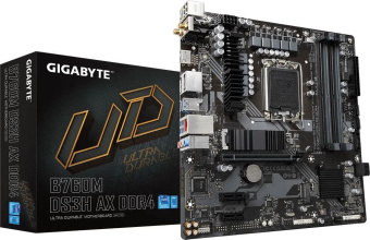 Материнская плата Gigabyte B760M DS3H AX DDR4 Soc-1700 Intel B760 4xDDR4 mATX AC`97 8ch(7.1) 2.5Gg RAID+HDMI+DP от магазина РЭССИ