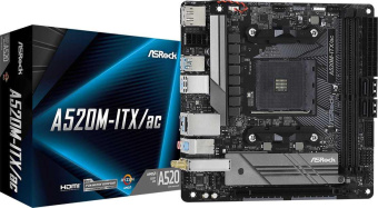 Материнская плата Asrock A520M-ITX/AC Soc-AM4 AMD A520 2xDDR4 mini-ITX AC`97 8ch(7.1) GbLAN RAID+HDMI+DP от магазина РЭССИ