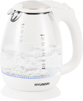 Чайник электрический Hyundai HYK-G3805 1.7л. 2200Вт белый/прозрачный (корпус: стекло) от магазина РЭССИ