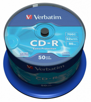 Диск CD-R Verbatim 700Mb 52x Cake Box (50шт) (43351) от магазина РЭССИ