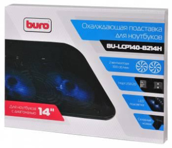 Подставка для ноутбука Buro BU-LCP140-B214H 14"338x255x22мм 1xUSB 2x 140ммFAN 480г металлическая сетка/пластик черный от магазина РЭССИ