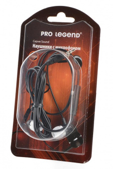 Наушники Pro Legend Sound PL5022 с микрофоном черные затычки, 6-23kHz, 102#3dB, 32Ом, шнур 1.2м BL1 от магазина РЭССИ