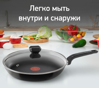 Сковорода Tefal Easy Plus 04206926 круглая 26см покрытие: антипригарное с титаном ручка несъемная (с крышкой) черный (9100045479) от магазина РЭССИ