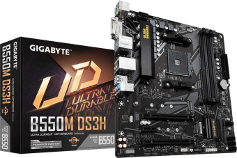 Материнская плата Gigabyte B550M DS3H Soc-AM4 AMD B550 4xDDR4 mATX AC`97 8ch(7.1) GbLAN RAID+DVI+HDMI от магазина РЭССИ