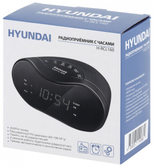 Радиобудильник Hyundai H-RCL160 черный LED подсв:красная часы:цифровые AM/FM от магазина РЭССИ