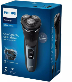 Бритва роторная Philips S3144/00 реж.эл.:3 питан.:аккум. темно-синий от магазина РЭССИ