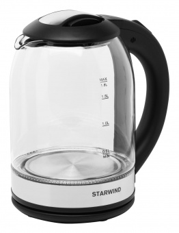 Чайник электрический Starwind SKG2051 1.8л. 1800Вт черный/серебристый (корпус: стекло) от магазина РЭССИ