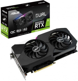 Видеокарта Asus PCI-E 4.0 DUAL-RTX3060TI-O8G-V2 NVIDIA GeForce RTX 3060Ti 8192Mb 256 GDDR6 1710/14000 HDMIx2 DPx3 HDCP Ret от магазина РЭССИ