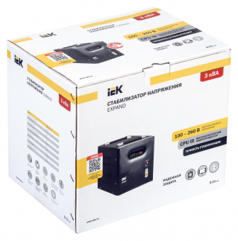 Стабилизатор напряжения IEK Expand 3кВА однофазный черный (IVS21-1-003-11) от магазина РЭССИ