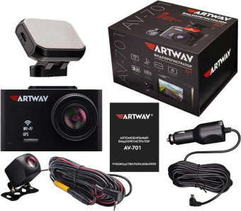 Видеорегистратор Artway AV-701 черный 8Mpix 2160x3840 2160p 170гр. GPS Novatek 96670 от магазина РЭССИ