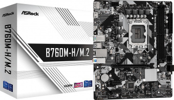 Материнская плата Asrock B760M-H/M.2 Soc-1700 Intel B760 2xDDR5 mATX AC`97 8ch(7.1) GbLAN RAID+HDMI+DP от магазина РЭССИ