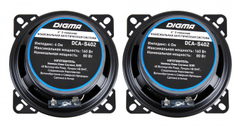 Колонки автомобильные Digma DCA-S402 (без решетки) 160Вт 86дБ 4Ом 10см (4дюйм) (ком.:2кол.) коаксиальные двухполосные от магазина РЭССИ