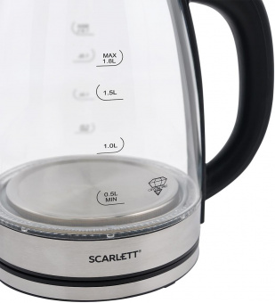 Чайник электрический Scarlett SC-EK27G30 1.8л. 1800Вт сталь/черный корпус: стекло/пластик от магазина РЭССИ