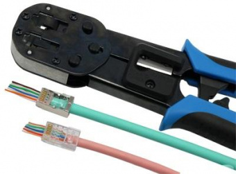 Инструмент обжимной Hyperline HL-3H00010 для RJ-45/RJ-12 (упак:1шт) черный/голубой от магазина РЭССИ