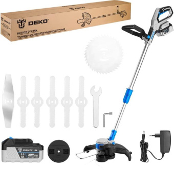 Триммер электрический Deko DKTR20 2 аккум. реж.эл.:леска/нож/диск от магазина РЭССИ