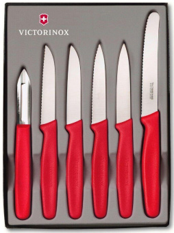 Набор ножей кухон. Victorinox Standart (5.1111.6) компл.:6предм. красный подар.коробка от магазина РЭССИ