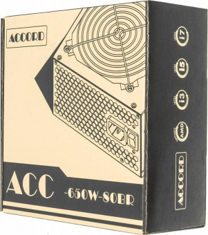Блок питания Accord ATX 650W ACC-650W-80BR 80+ bronze (24+4+4pin) 120mm fan 6xSATA RTL от магазина РЭССИ