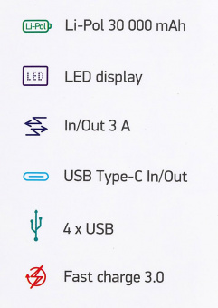 Мобильный аккумулятор Digma Power Delivery DGP-30000-4U 30000mAh 3A QC PD 22.5W 4xUSB черный (DGP-30000-4U-B) от магазина РЭССИ