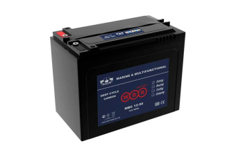 Тяговый аккумулятор для лодочного электромотора карбоновый (Carbon) WBR MBC12-50 12В 50 Ач УТ-00000442 от магазина РЭССИ