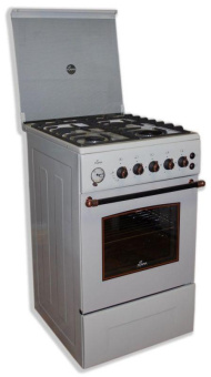 Плита Газовая Flama BG 2421 W1 бежевый (стеклянная крышка) реш.чугун от магазина РЭССИ