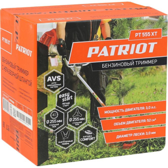 Триммер бензиновый Patriot PT 555 XT 3.0л.с. неразбор.штан. реж.эл.:леска/нож от магазина РЭССИ