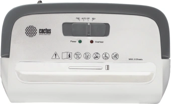 Шредер Cactus CS-SH-C3 белый (секр.P-4) перекрестный 8лист. 13лтр. скрепки скобы пл.карты от магазина РЭССИ