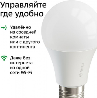 Умная лампа Sber А60 SBDV-00019 E27 9Вт 806lm Wi-Fi (упак.:1шт) (SBDV-00019) от магазина РЭССИ